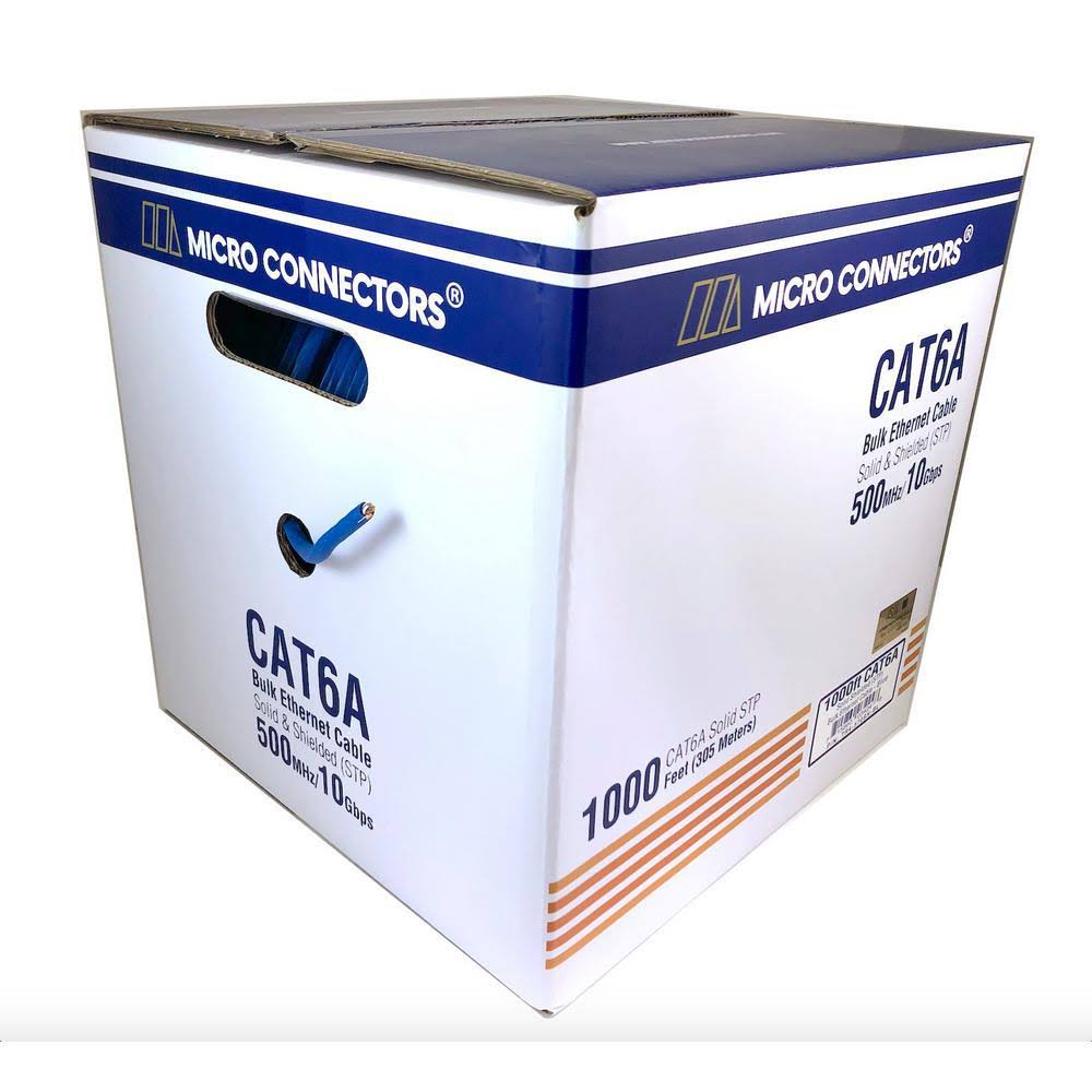 Solid Shielded Cat6a Bulk Ethernet Cable - Blue W9789