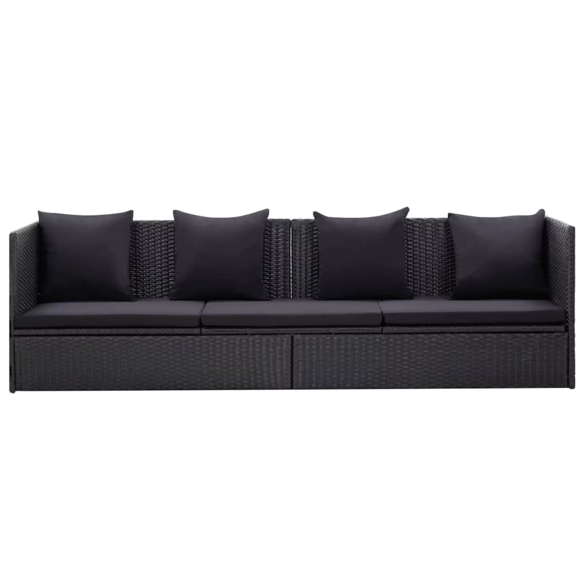 Black Poly Rattan Patio Bed with Cushion and Pillow R676