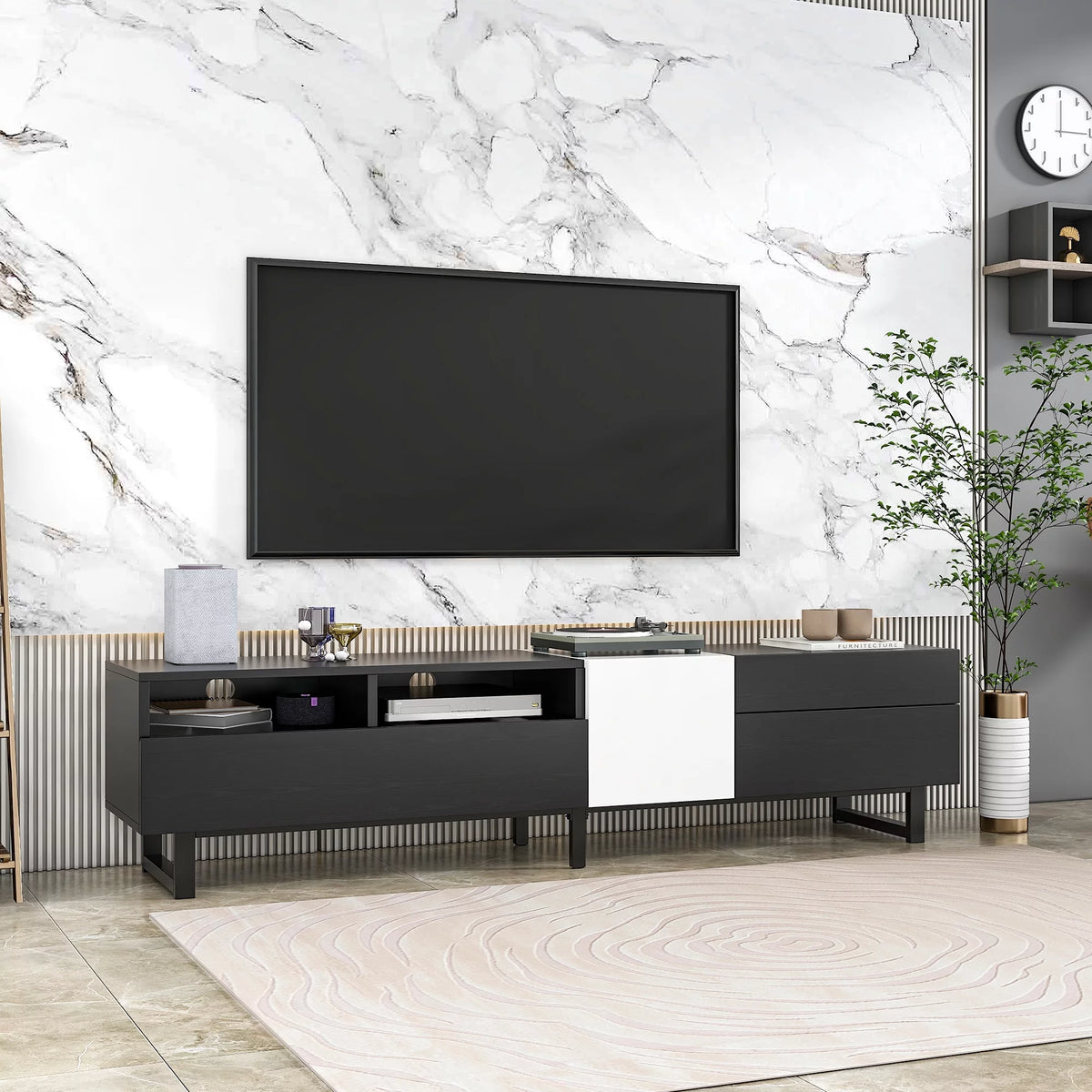 Mid-Century Modern TV Stand Up to 80" with Storage Cabinet L165