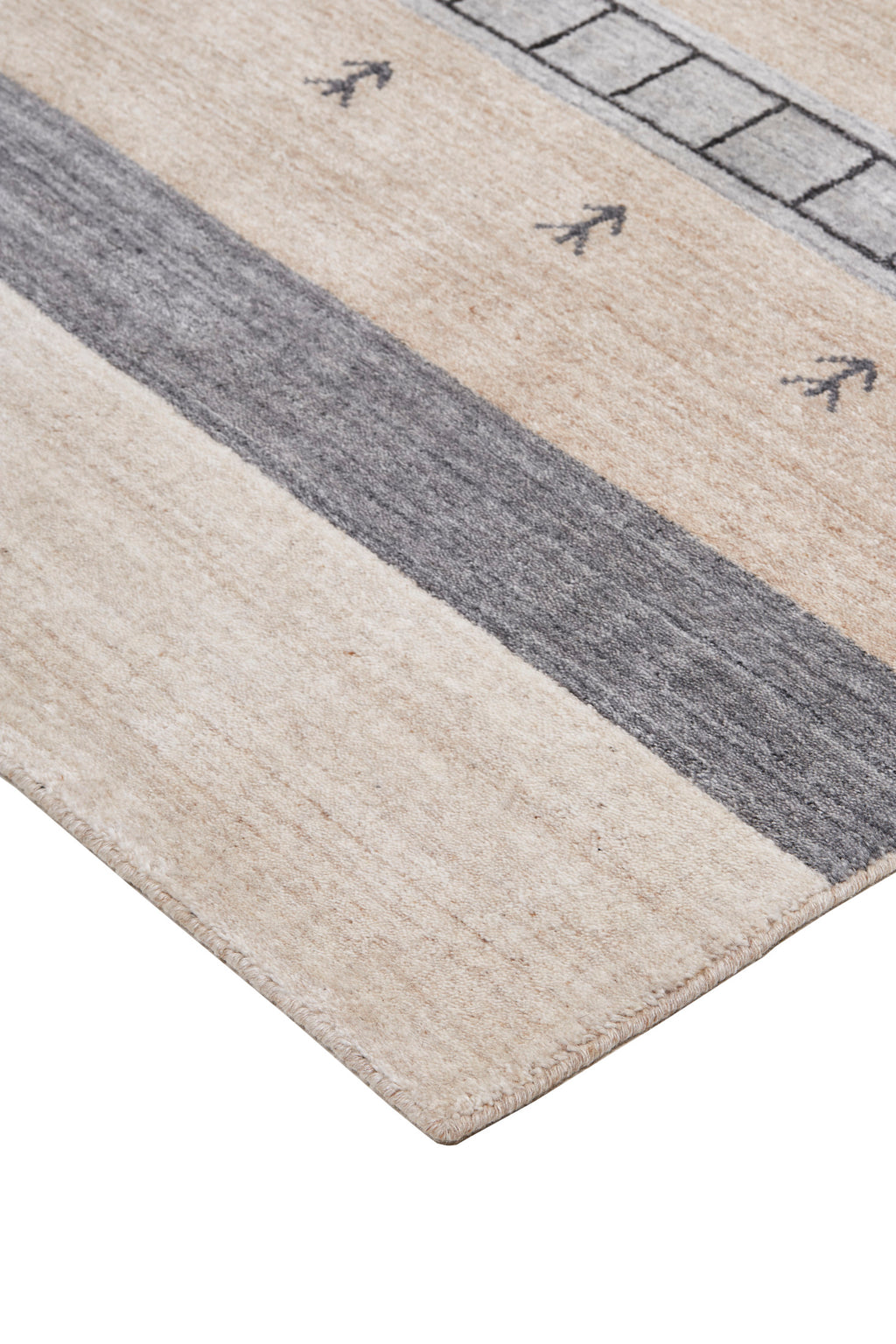 Ivory Tan Gray Handmade Area Rug U7831