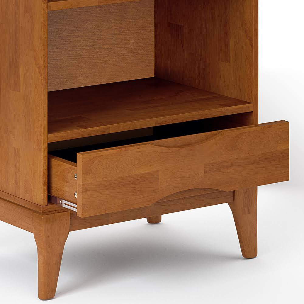 Solid Hardwood Mid-Century Modern Bookcase with Storage in Teak Brown W57458