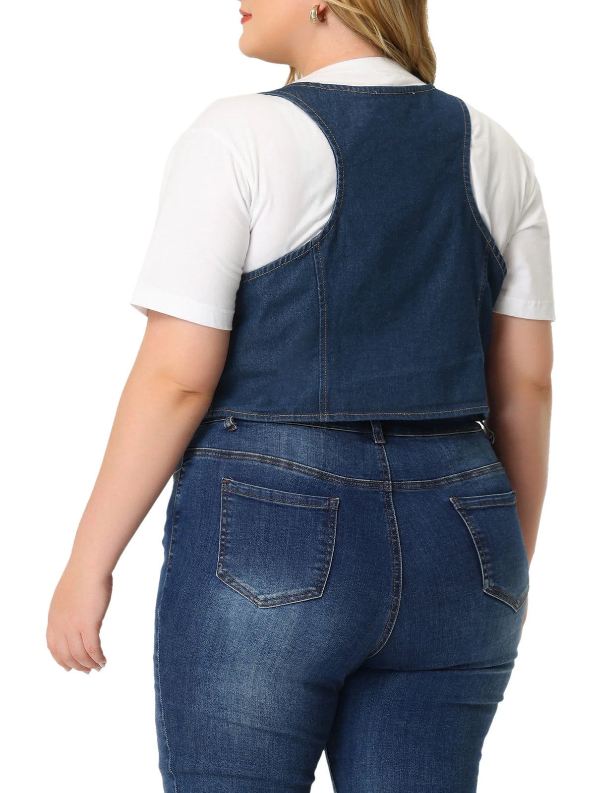 Plus Size Denim Sleeveless Jean Vest R240