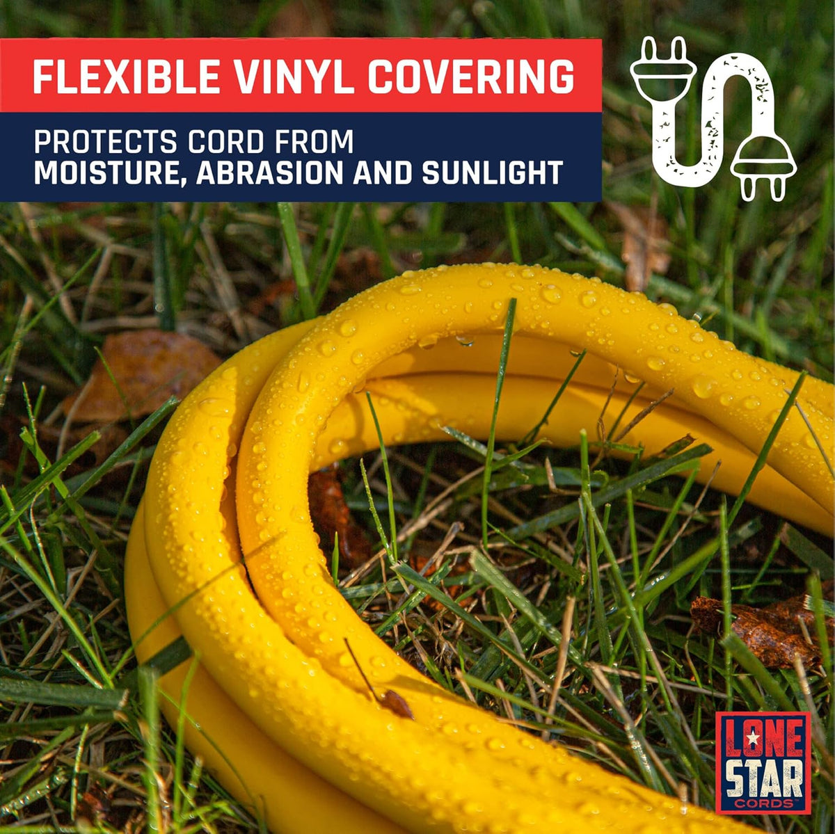 100 Foot 10/3 SJTW Lighted Extension Cord Yellow 3 Prong Grounded Plug 10 Gauge Pack of 2 H760