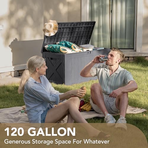 120 Gallon Resin Outdoor Storage Box Black X9733