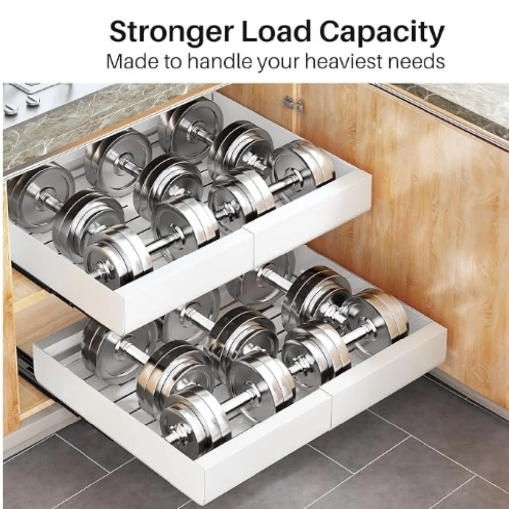Expandable Heavy Duty Slide out Drawers Cabinet Organizer (White) L6997