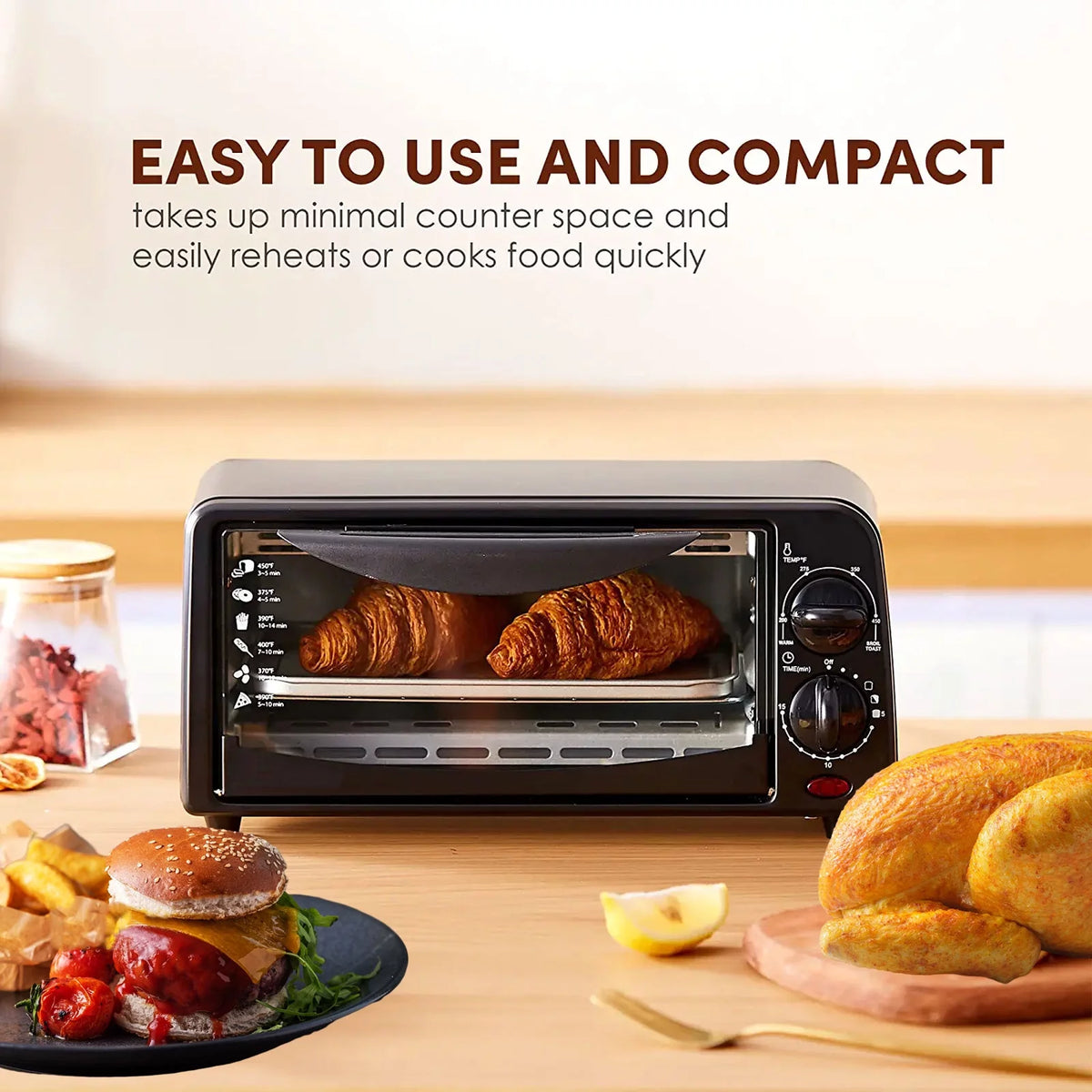 2 Slice Countertop Toaster Oven with 15 Minute Timer & Pan X8535