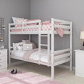 White Twin Over Twin Wood Bunk Bed Q39040