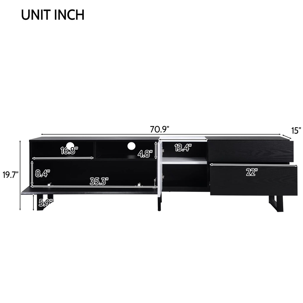 Mid-Century Modern TV Stand Up to 80" with Storage Cabinet L165