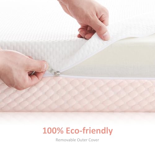 White Pink Dual Sided Memory Foam Crib Mattress K39235
