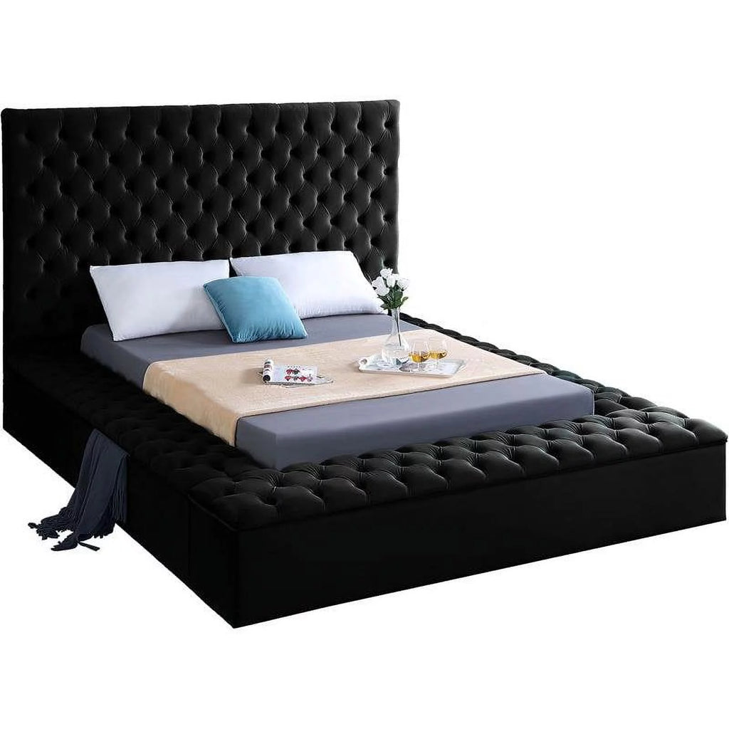 Black Velvet Queen Bed E3441