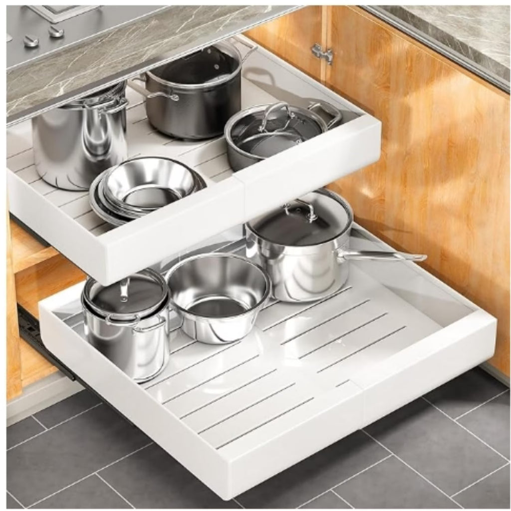 Expandable Heavy Duty Slide out Drawers Cabinet Organizer (White) L6997