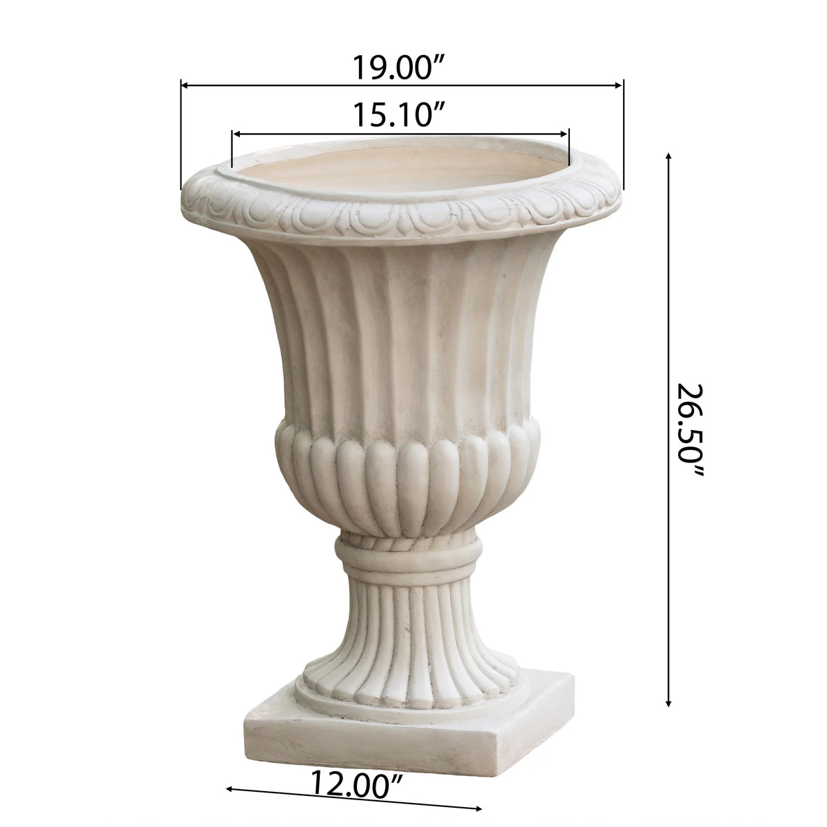 Antique White Concrete Urn Planter T14028