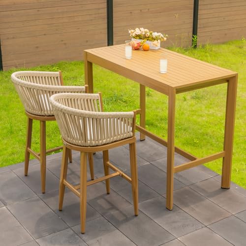 3 Pieces Outdoor Counter Height Bar Stools Set G460279
