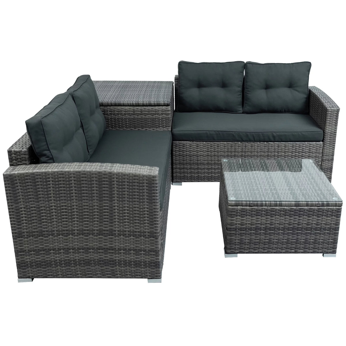 4 Pieces Patio Wicker Sofa Set with Cushions and Coffee Table X224