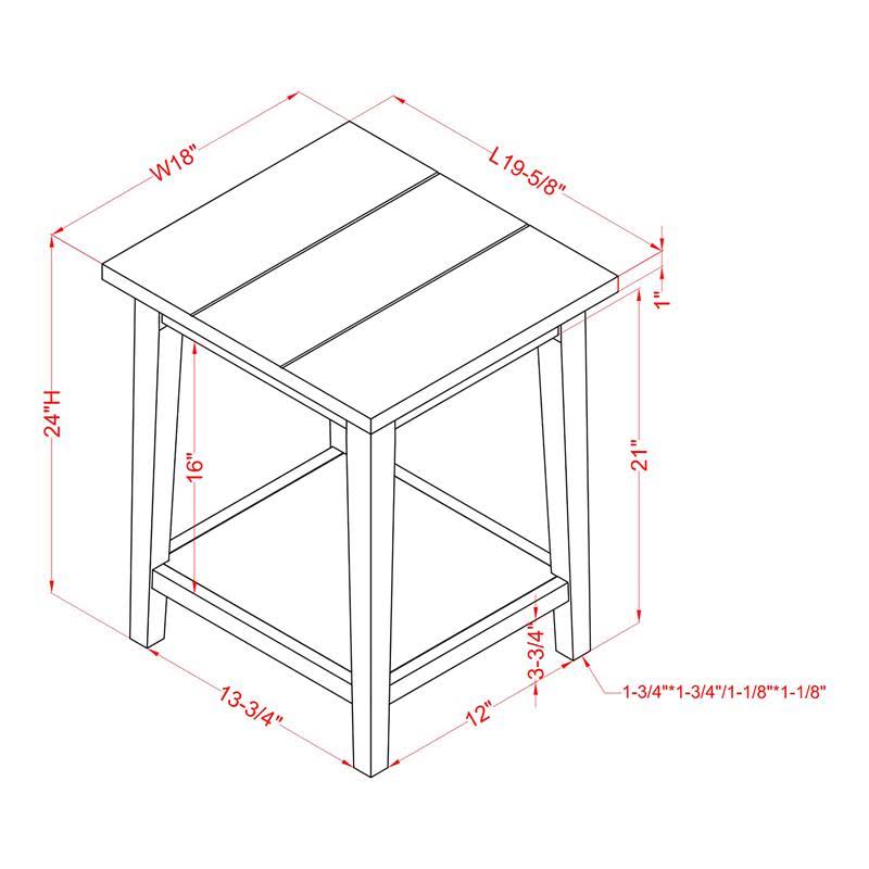 Blue Wood 1-Shelf Side Table Set of 2 Q554