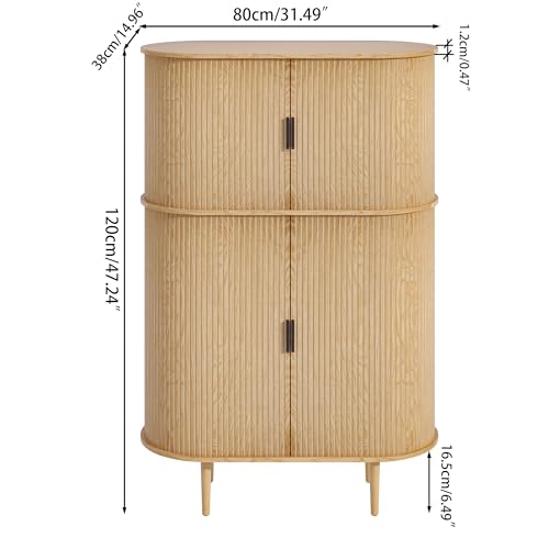 Black Fluted Panel 2 Doors Storage Cabinet E470430