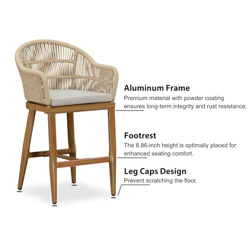 3 Pieces Outdoor Counter Height Bar Stools Set G460279