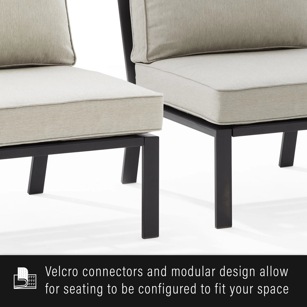 Outdoor Metal Sectional Center Chair Taupe Matte Black W467