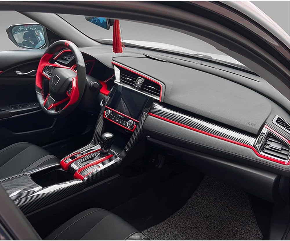 Carbon Fibre ABS Air Conditioning Outlet and Panel Instrument Panel for 10th Gen Honda Civic 2016 2017 2018 2019 2020 2021 W47035