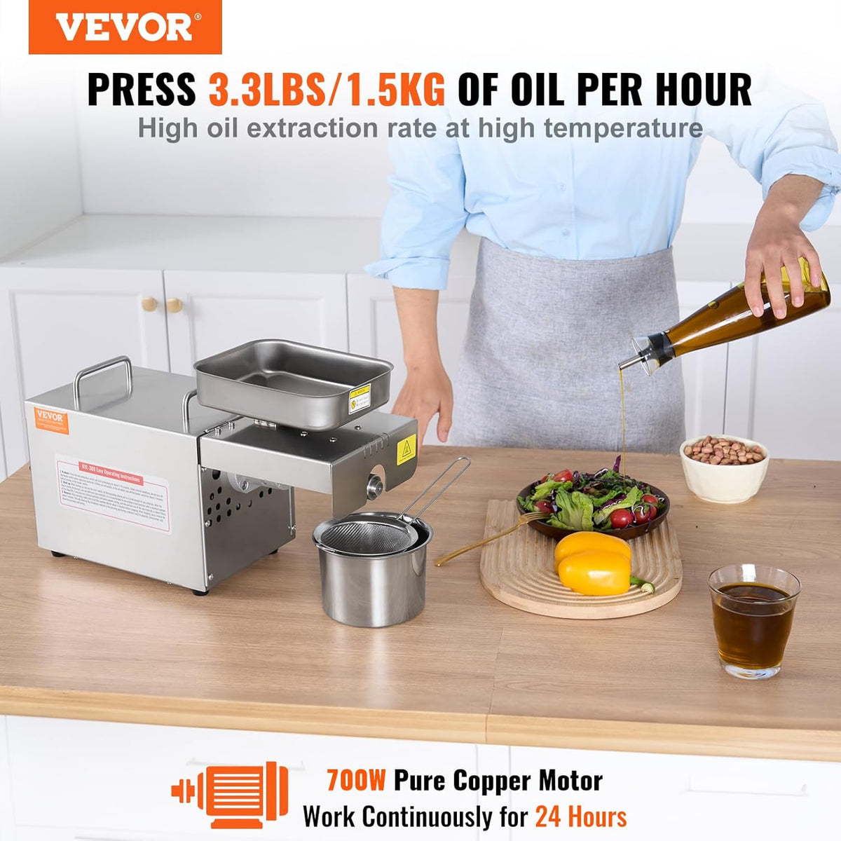 700W Stainless Steel Electric Oil Press Machine D4284