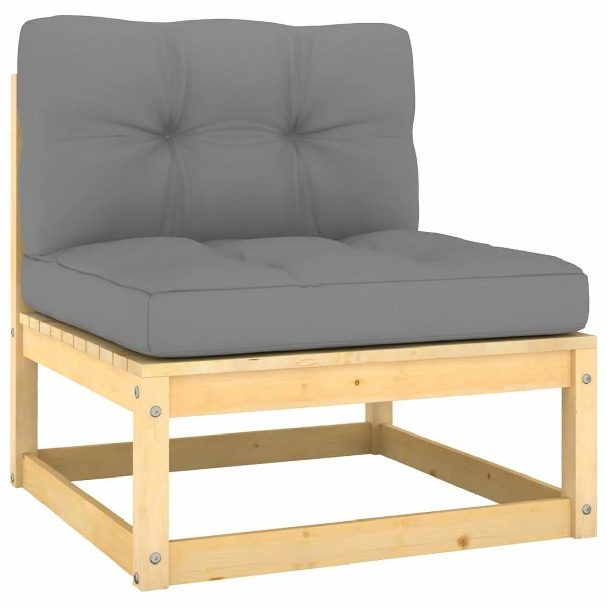 11 Piece Patio Lounge Set with Gray Cushion Pinewood Sectional Outdoor Furniture Set I407615