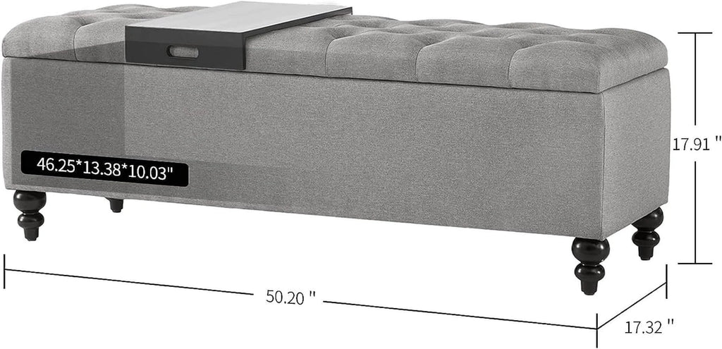 Grey Upholstered Storage Ottoman O68051