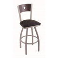 Black Vinyl Counter Stool with Anodized Nickel Finish V64253