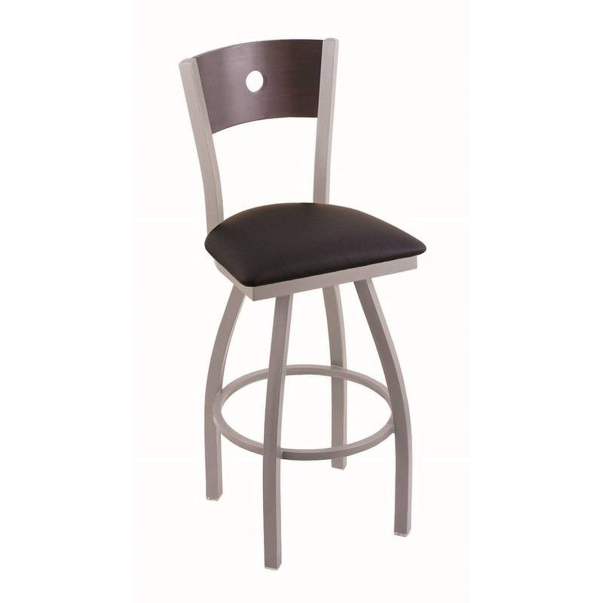 Black Vinyl Counter Stool with Anodized Nickel Finish V64253