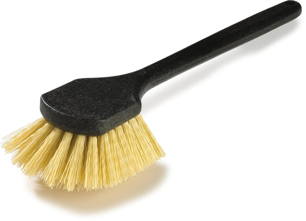 Utility Scrub Brush, 2-Long Brown Polypropylene Bristles, Plastic Block, 8-1/2 L x 3 W T8810