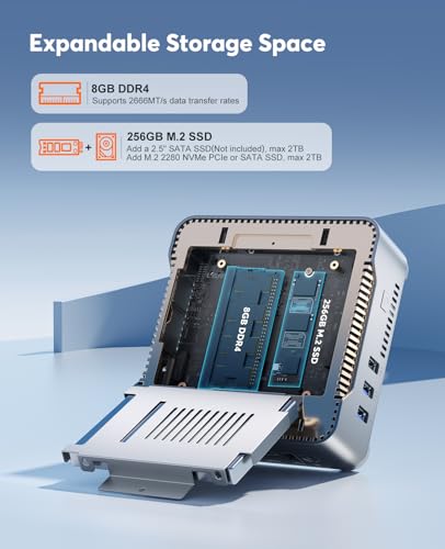 Mini PC with 12th Alder Lake N97 CPU, 8GB RAM, 256GB PCIe M.2 SSD M642