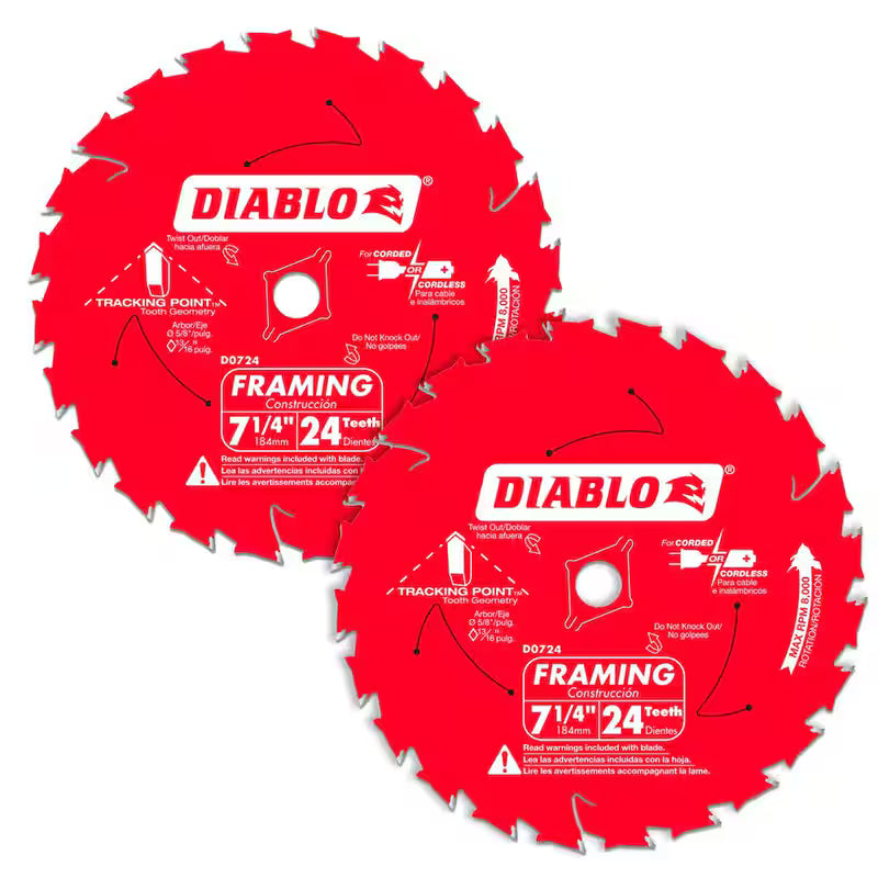 7-1/4 in. 24-Tooth Framing Circular Saw Blade 2-Pack W381064