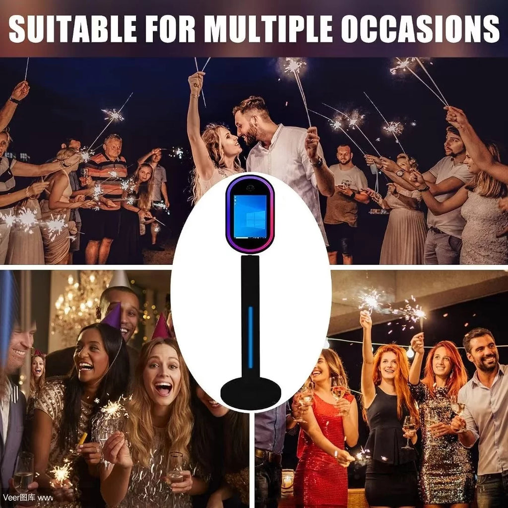 Black 13.3 In Portable Touch Mirror Photo Booth with Ring Light and Flight Case N406