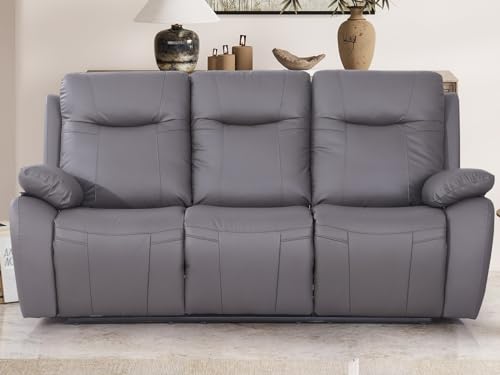 Black Oversized Manual Leather Recliner Sofa Couch with Cup Holders U6950