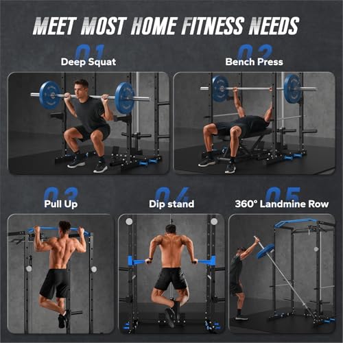 Power Cage Squat Rack with Cable Crossover System O415237