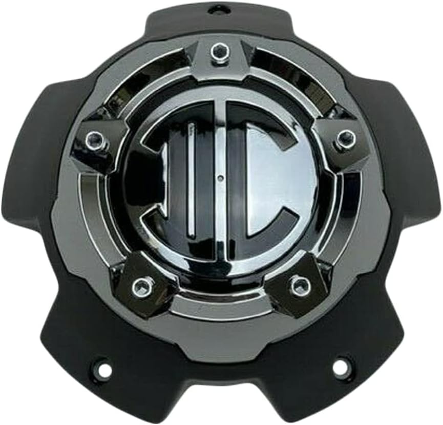 Matte Black Chrome Top 5 Lug Wheel Center Cap Pack of 2 D712396