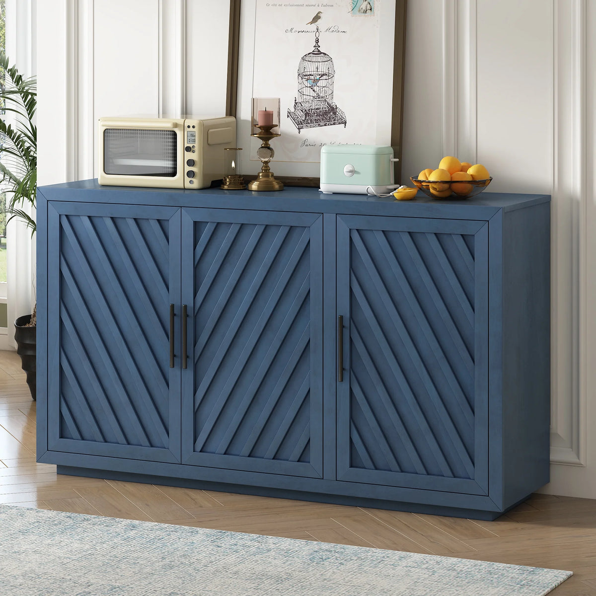 Antique Blue 3 Door Sideboard Cabinet A9953