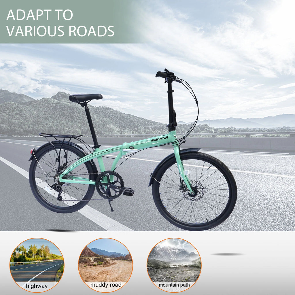 Blue 7 Speed Aluminum Folding Bike L88536
