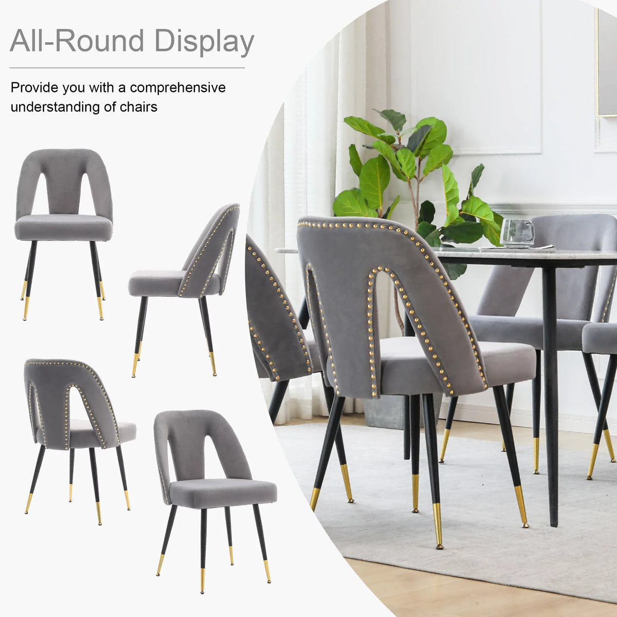 Velvet Upholstered Dining Chairs Set of 6 M3565