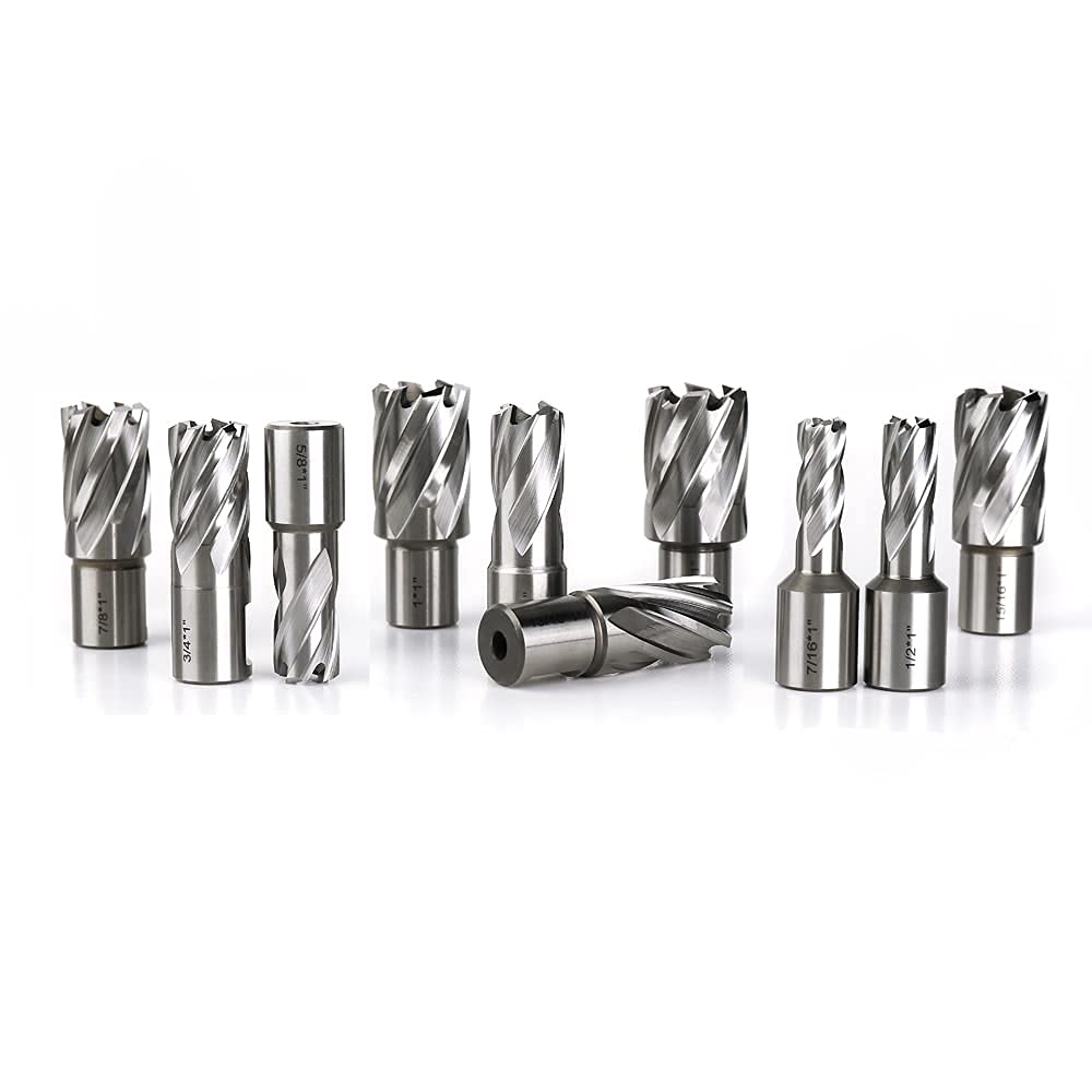 13pcs Annular Cutter Set, 1'' Cutting Depth, 3/4'' Weldon Shank, HSS Mag Drill Bits Kit with 2 pcs Pilot Pin S13461