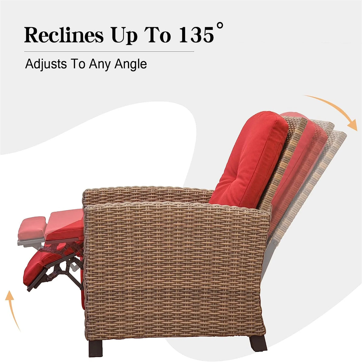 Red Wicker Reclining Patio Chair O460865