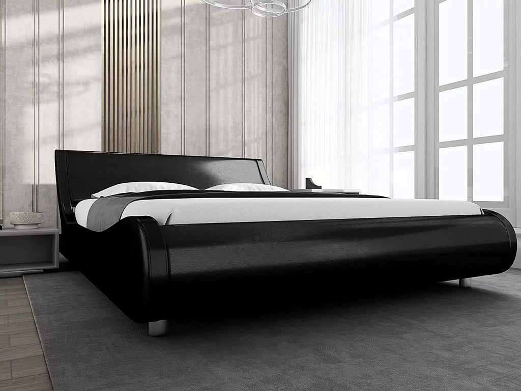 Queen Size Platform Bed Frame with Adjustable Headboard U625782