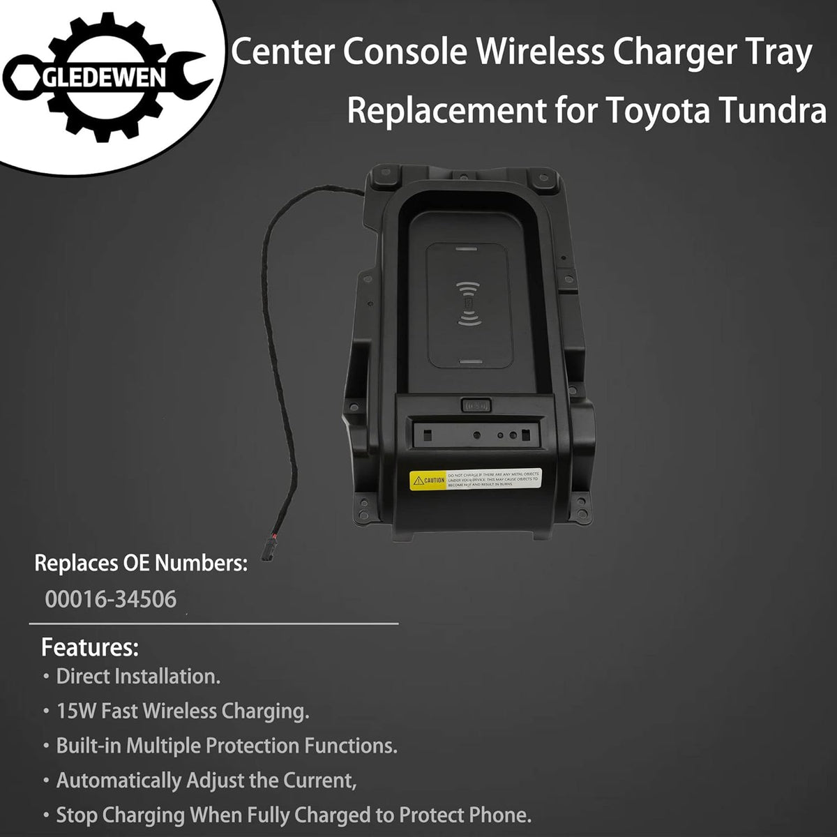 Center Console Wireless Charger Tray for Toyota Tundra K35558