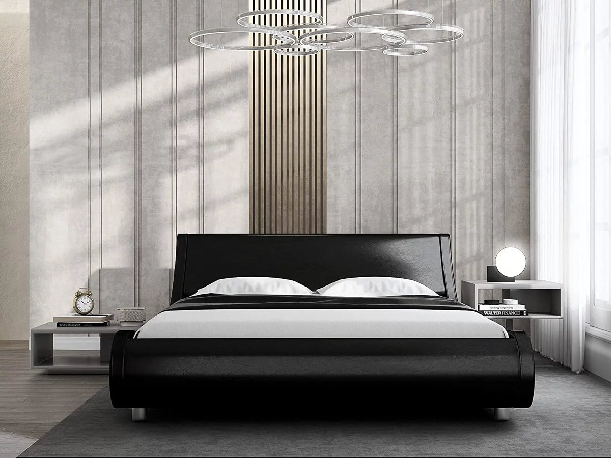 Queen Size Platform Bed Frame with Adjustable Headboard U625782