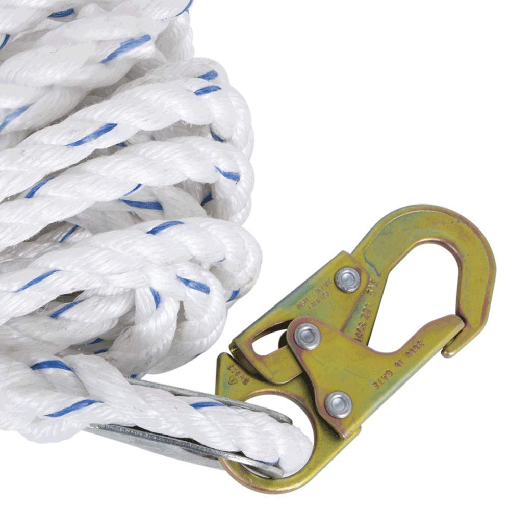 Galvanized Steel Snap Hook Safety Lifeline Rope Grab, 150 ft Vertical Cable O144226