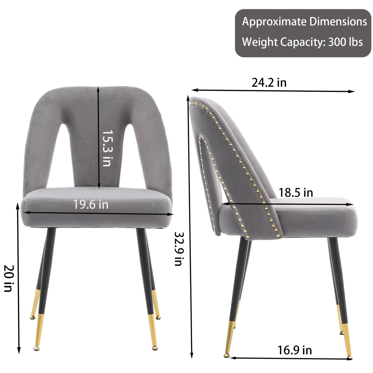 Velvet Upholstered Dining Chairs Set of 6 M3565