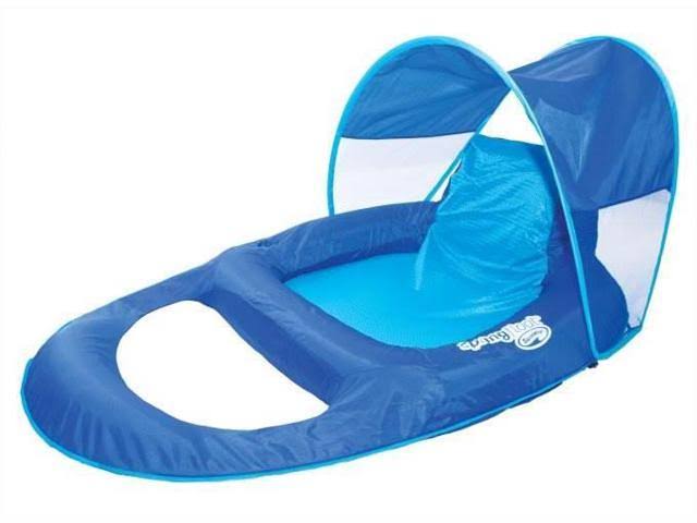 Spring Float Recliner Pool Lounge Chair with Sun Canopy 4-Pack D165439
