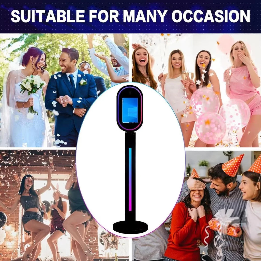 Black 13.3 In Portable Touch Mirror Photo Booth with Ring Light and Flight Case N406