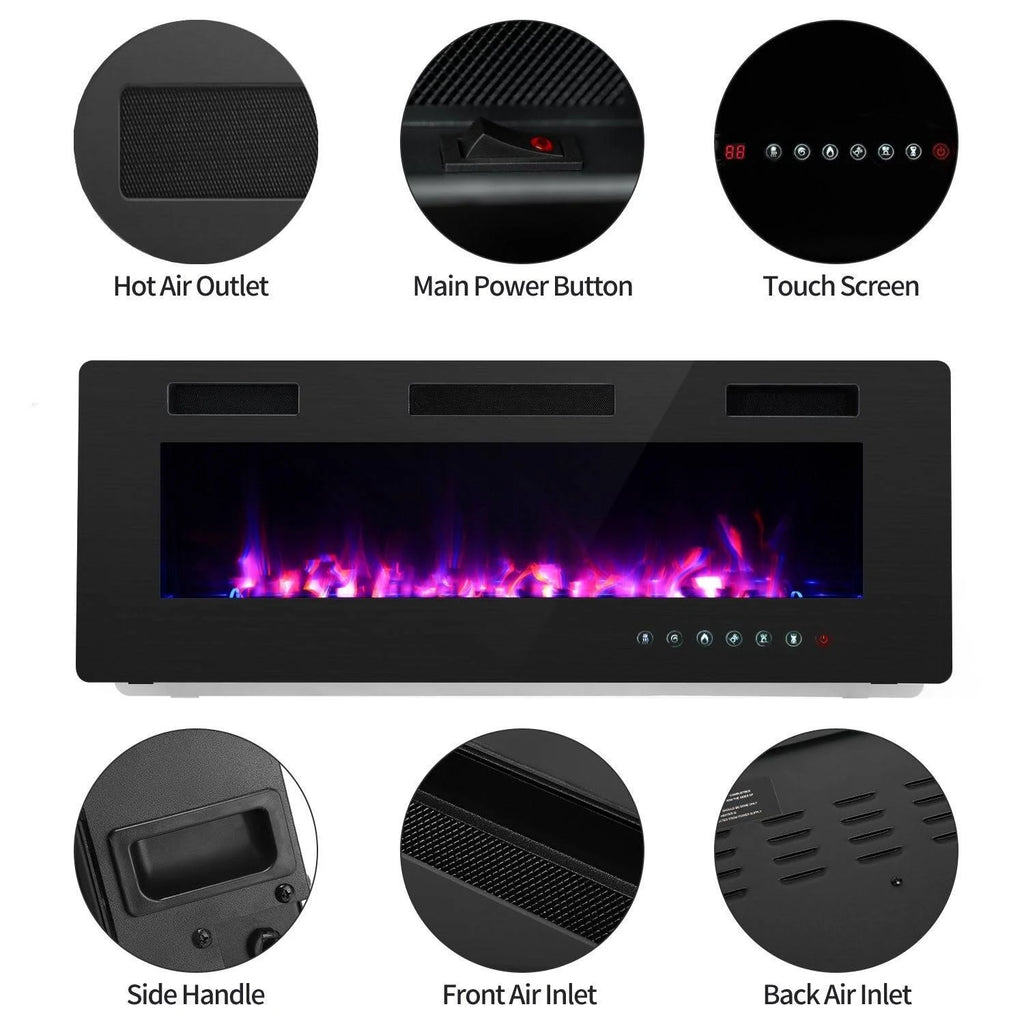 42-Inch Wall-Mounted Electric Fireplace Insert, Black Y3421