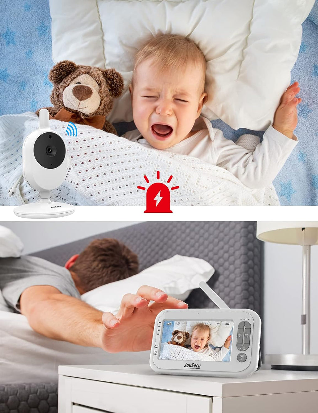 Baby Monitor with Camera and Audio 4.3 Inches LCD Split Screen Q876