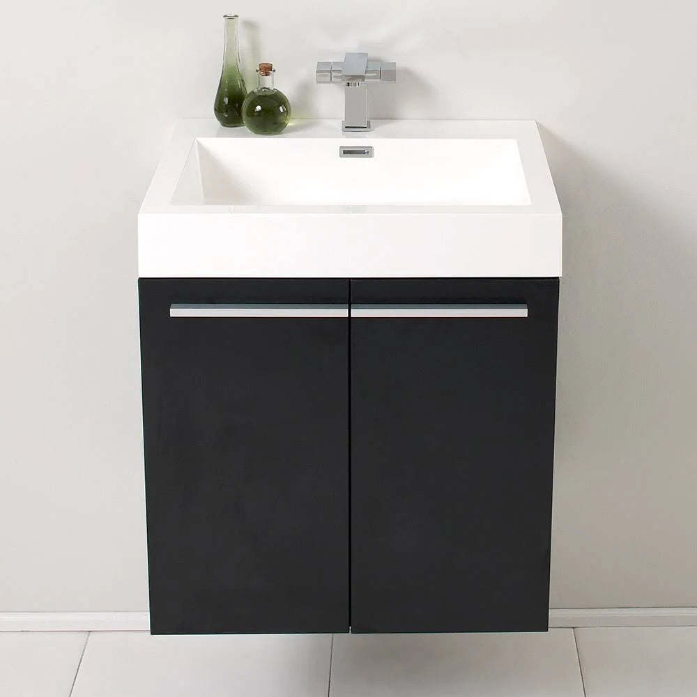 Black Modern Bathroom Cabinet with Integrated Sink G972741